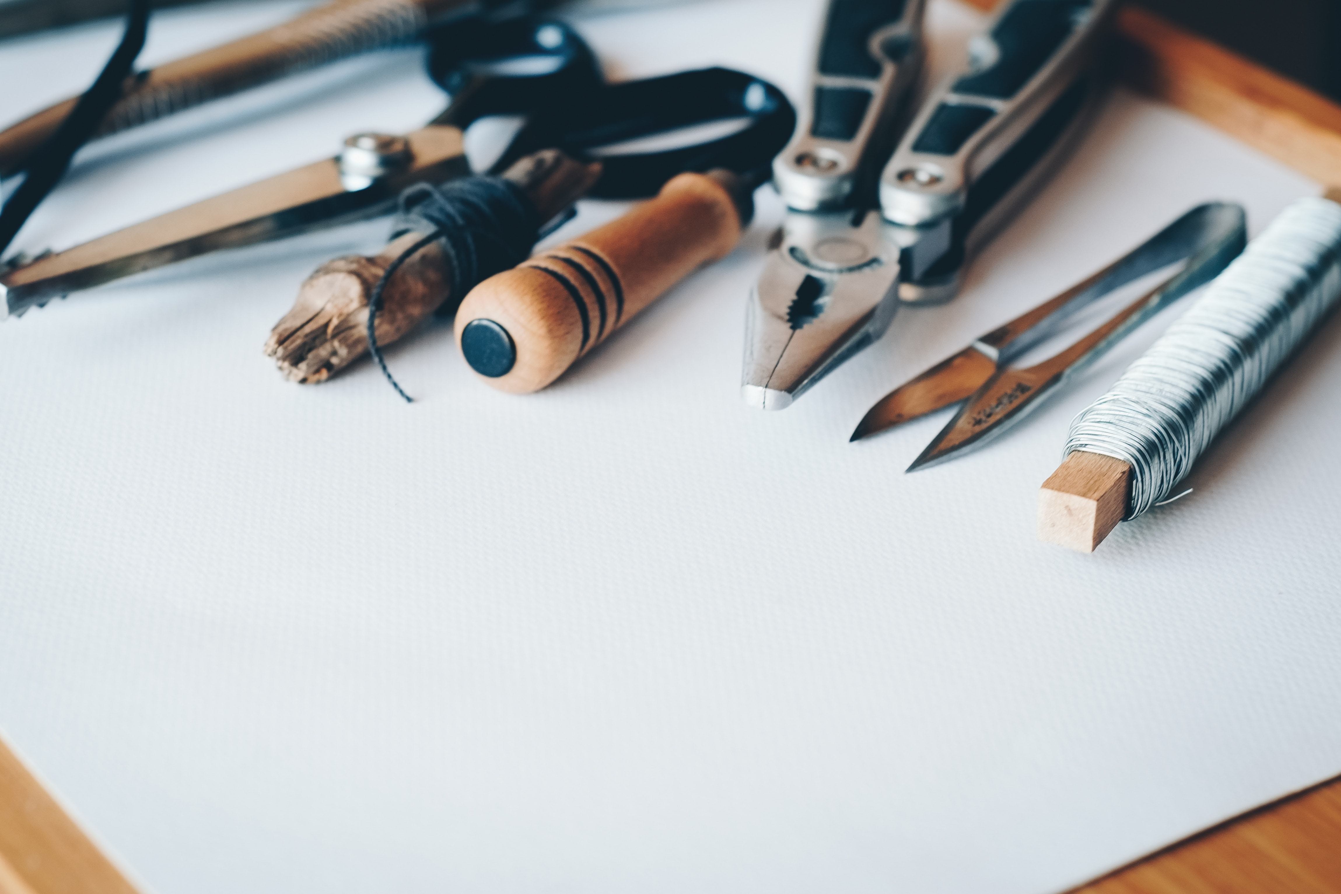 Manual tools on a table