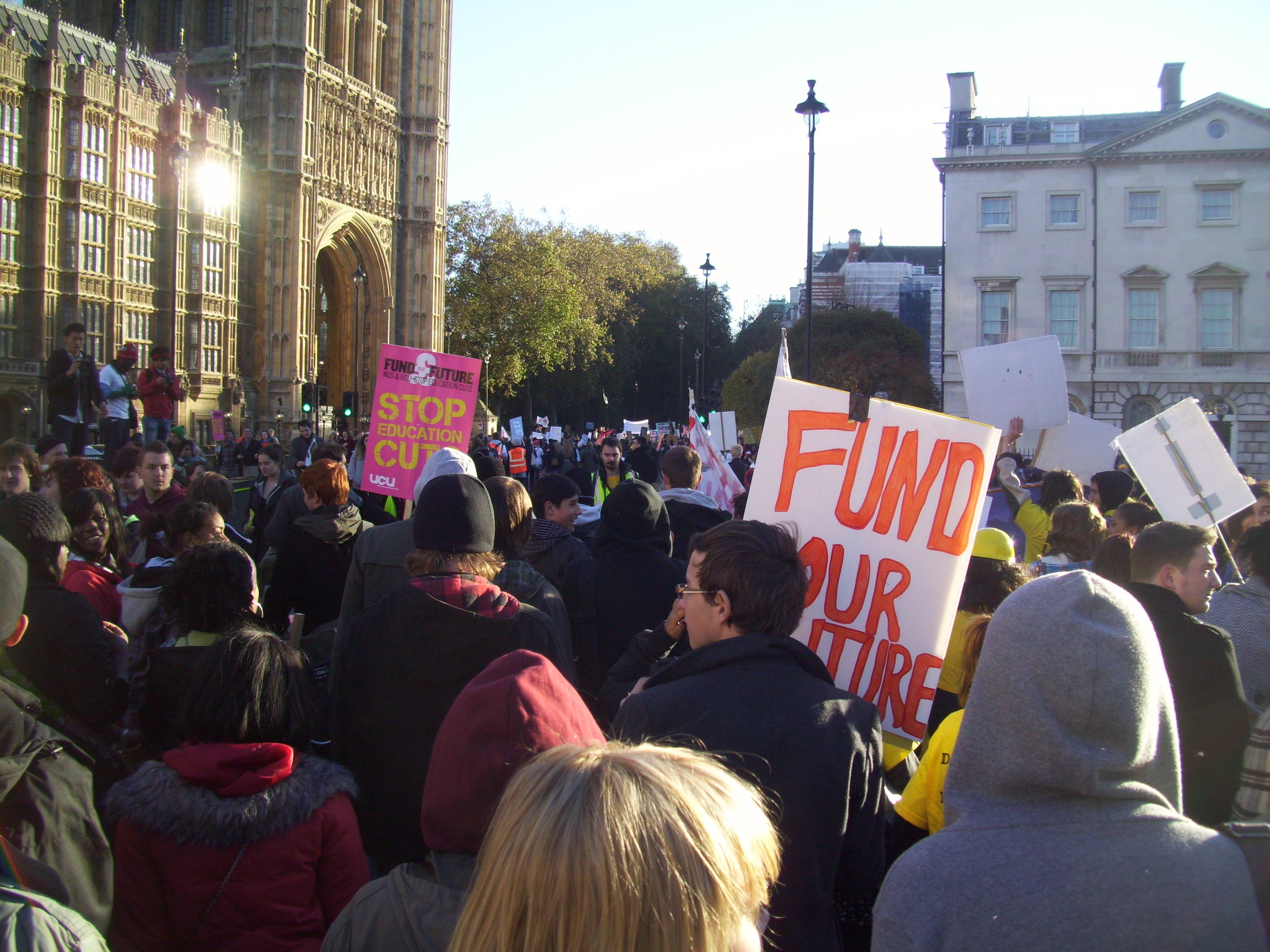 Students protesting in Westminster, 10 November 2010
